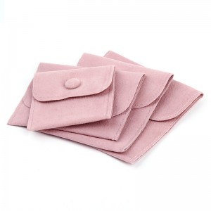 pink/blue jewelry pouch with button from On the way packaging dongguan China 